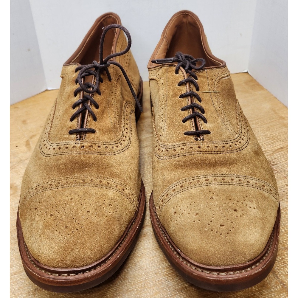 Rare Size! Allen Edmonds Strandmok Snuff Suede Cap Toe Brogue Dainite Sole